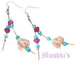 Glass bead hanging earring - click here for large view